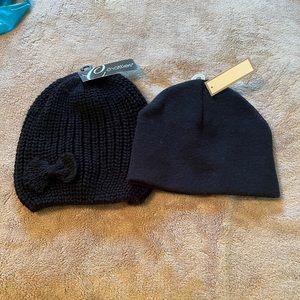 Set of 2 black beanie/toboggan hats - NWT